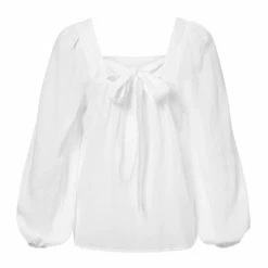 Yaya Long Sleeve Top With Fancy Back In Pure White