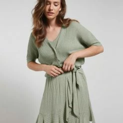 Yaya Seagrass Green Mini Skirt