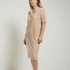 Yaya Plisse Pleated Jersey Dress - Warm Sand