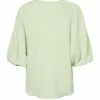 Yaya Half Button Up 3/4 Sleeve Top In Cotton- Dewkist Green 2 Yaya Half Button Up 3/4 Sleeve Top In Cotton- Dewkist Green