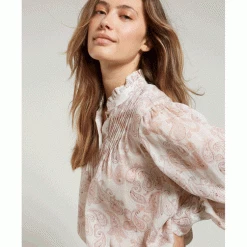 Yaya Egret Paisley Voluminous Sleeve Blouse