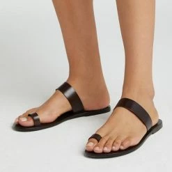 Yaya Coffee Brown Leather Sandals