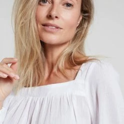 Yaya Long Sleeve Top With Fancy Back In Pure White