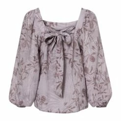 Yaya Printed Long Sleeve Top With Fancy Back