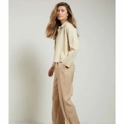 Yaya Pointelle Cardigan Crème Brulee Beige