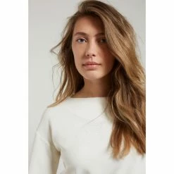 Yaya Off White Boat Neck Sweat Top