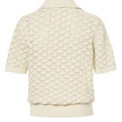 Yaya Wool White Pointelle Knit