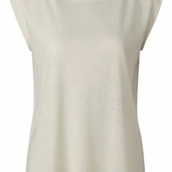 Yaya Linen Blend Crew Neck Tee - Chalk