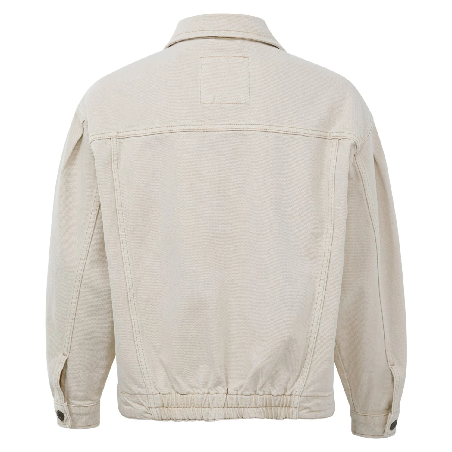 Yaya Denim Jacket with Ruched Back & Puffed Sleeves - Sesame Sand 4 Yaya Denim Jacket with Ruched Back & Puffed Sleeves - Sesame Sand