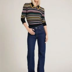 Munthe Black Cruz Striped Top