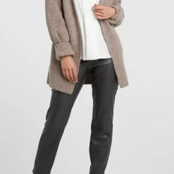 Yaya Faux Leather 7/8 Trousers - Black