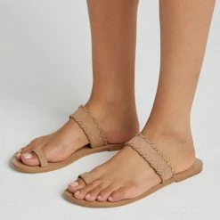 Yaya Wheat Brown Suede Sliders