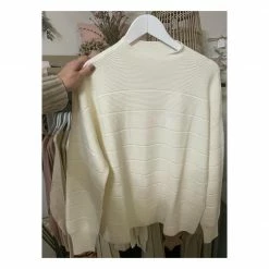 Yaya Tonal Stripe Mixed Texture Cotton Sweater - Egret Off White 7 Yaya Tonal Stripe Mixed Texture Cotton Sweater - Egret Off White