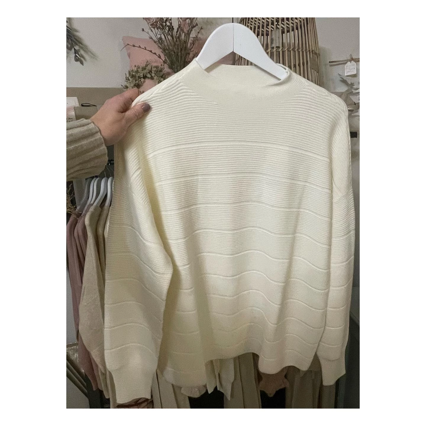 Yaya Tonal Stripe Mixed Texture Cotton Sweater - Egret Off White 5 Yaya Tonal Stripe Mixed Texture Cotton Sweater - Egret Off White