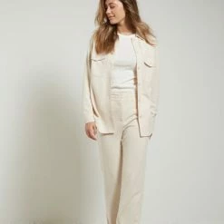 Yaya Overshirt With Buttons, Pockets And Long Sleeves In Jersey - Creme Brulee Beige