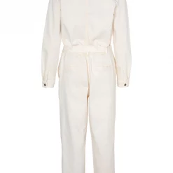 Yaya Denim Cotton Blend Jumpsuit - Creme Brulee Beige