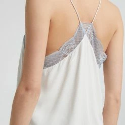 Yaya Modal Strap Singlet with Lace - Pebble