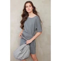 Yaya Blueish Grey Modal Wrap Dress