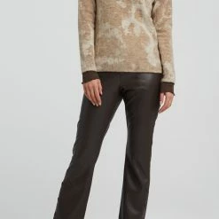 Yaya Faux Leather 7/8 Trousers - Black