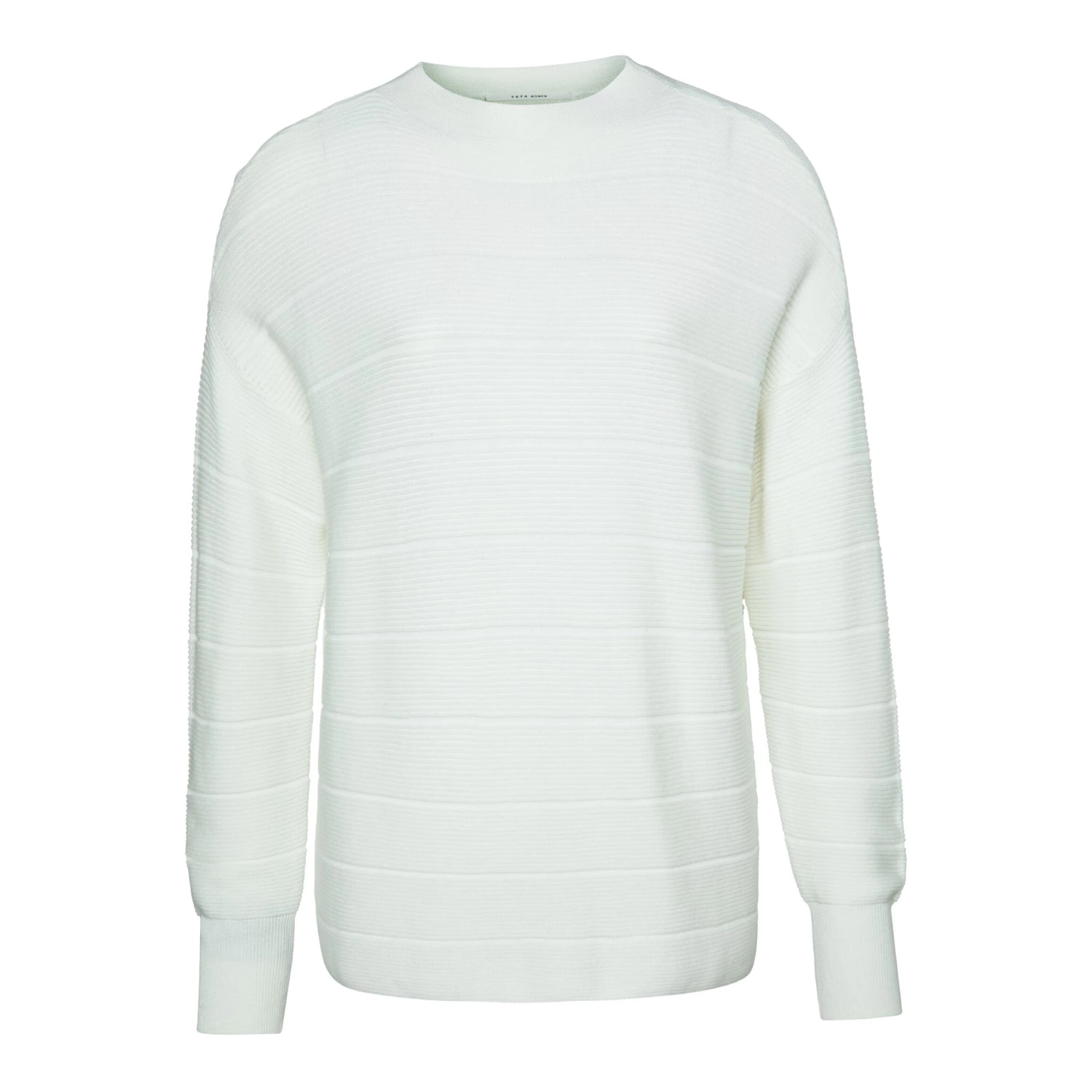 Yaya Tonal Stripe Mixed Texture Cotton Sweater - Egret Off White 3 Yaya Tonal Stripe Mixed Texture Cotton Sweater - Egret Off White
