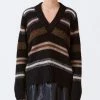 Munthe Rana V Neck Jumper Black Stripe