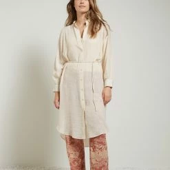 Yaya Long sleeve shirt dress with structure - Brazilian Sand