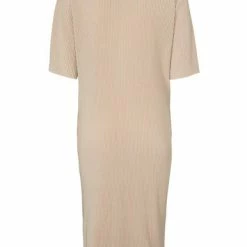 Yaya Plisse Pleated Jersey Dress - Warm Sand
