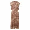 Yaya Botanical Print Dress with Cap Sleeves - Cedar Wood Red & Brazilian Sand Print