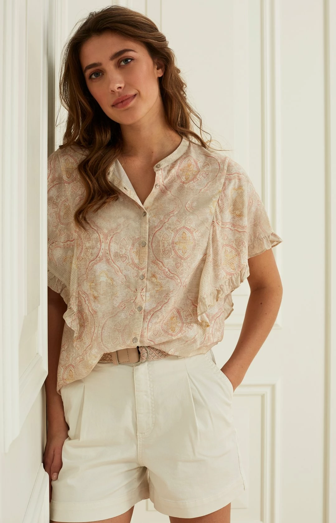 Yaya High Waist Short Cotton Stretch - Chalk 4 Yaya High Waist Short Cotton Stretch - Chalk