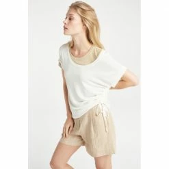 Yaya 123101 Sand Stripes & Tie Paper Bag Waist Shorts