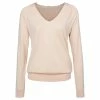 Yaya Clean V-neck Long Sleeved Sweater in Fine Yarn - Cream Tan Pink