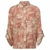 Yaya Printed Long Sleeve Blouse with Chest Pockets - Cedar Wood Red Print