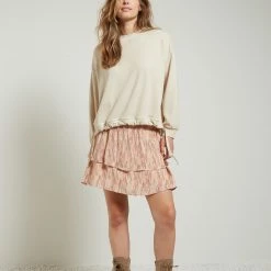 Yaya Printed Skirt with Smocked Waistband - Brazilian Sand & Cedar Wood Red