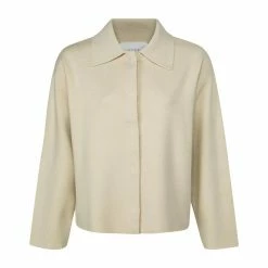 Yaya Pointelle Cardigan Crème Brulee Beige