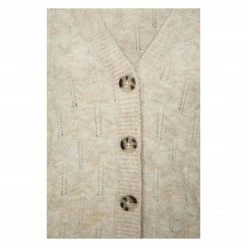 Yaya Pointelle Stitch Cardigan with Ruffle Sleeves - Beige Melange 10 Yaya Pointelle Stitch Cardigan with Ruffle Sleeves - Beige Melange