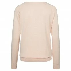 Yaya Clean V-neck Long Sleeved Sweater in Fine Yarn - Cream Tan Pink
