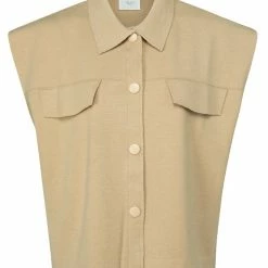 Yaya Sleeveless Cardigan - Warm Sand