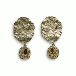 Yaya Gold Hammered Stone Earrings