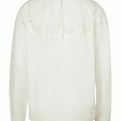 Yaya Egret Embroidered Knit Pullover