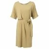 Yaya Dusty Oker Jersey Pleated Midi Dress with Folded Cuffs 1 Yaya Dusty Oker Jersey Pleated Midi Dress with Folded Cuffs