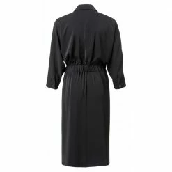 Yaya Black Wrapped Midi Dress with Buckle Belt