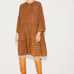 Munthe Caramel Viscose Deep Dress