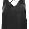 Yaya Singlet Top in Shiny Viscose Blend - Black