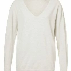 Yaya V Neck Sweater - Light Grey Melange