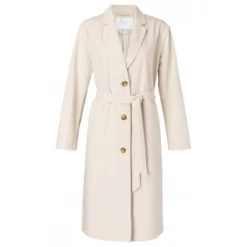 Yaya 150121 913 Sand Long Linen Belted Blazer