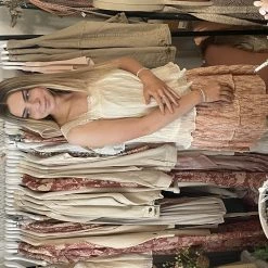 Yaya Printed Skirt with Smocked Waistband - Brazilian Sand & Cedar Wood Red