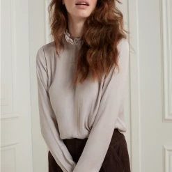 Yaya Grey Long Sleeve Jacquard Top