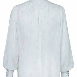 Yaya Printed Volume Sleeve Blouse - Vanilla Ice White Dessin