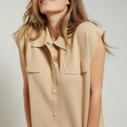 Yaya Sleeveless Cardigan - Warm Sand