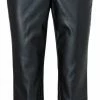 Yaya Faux Leather 7/8 Trousers - Black